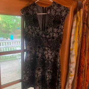 Dark grey dress with velvet lace detailing